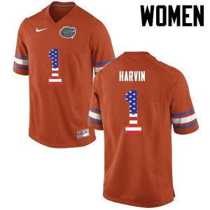 Women's Florida Gators #1 Percy Harvin NCAA Nike Orange USA Flag Fashion Authentic Stitched College Football Jersey ZPA2462FT